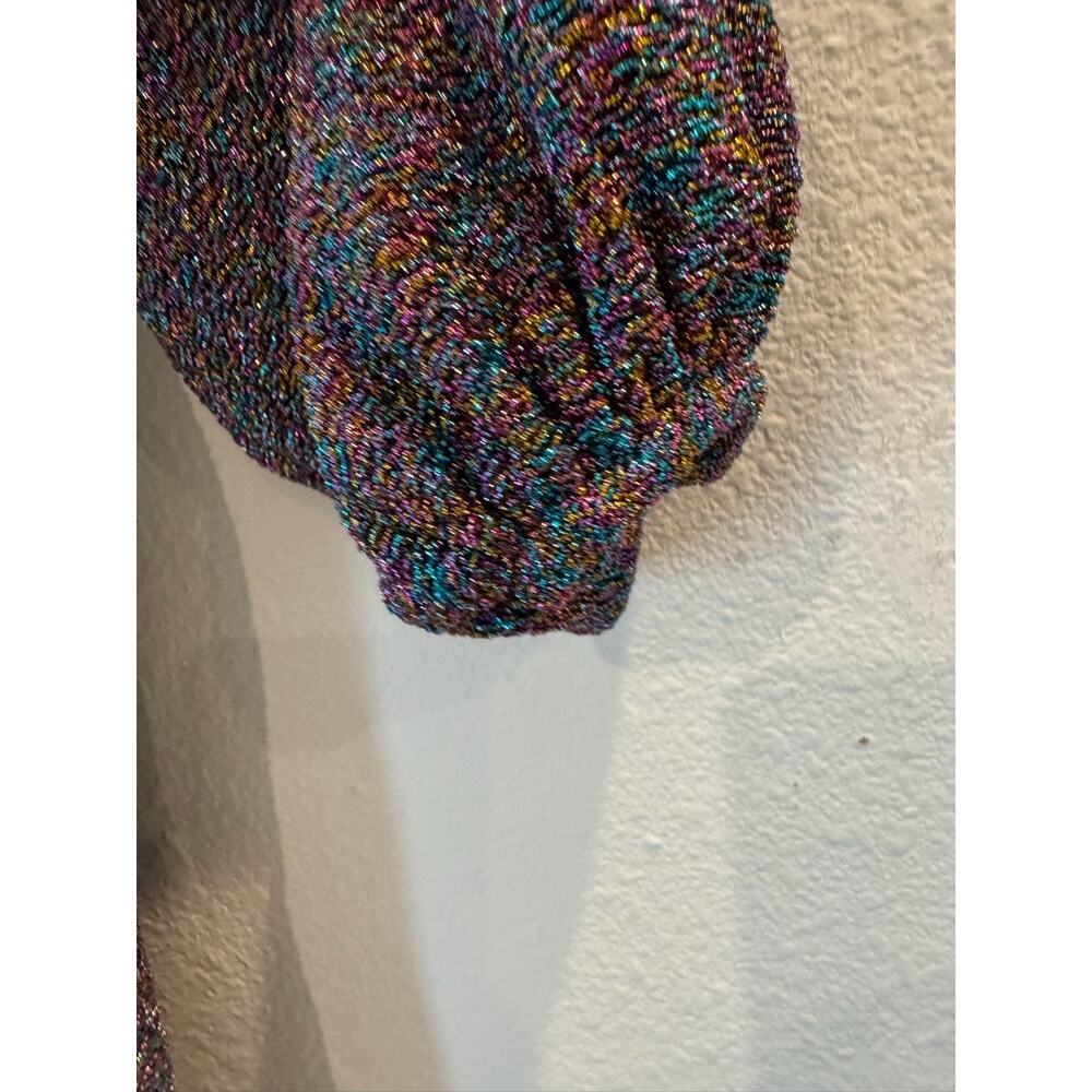 Show Me Your Mumu Sure Thing Mini Dress Rainbow Shimmy Shine L Bubble Sleeve - Picture 4 of 8